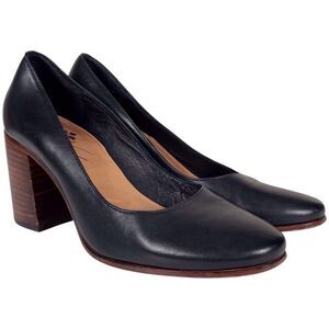 PATRICIA NASH Anita Block Heel Pumps Size 7 Leather Black Classic Work Shoes